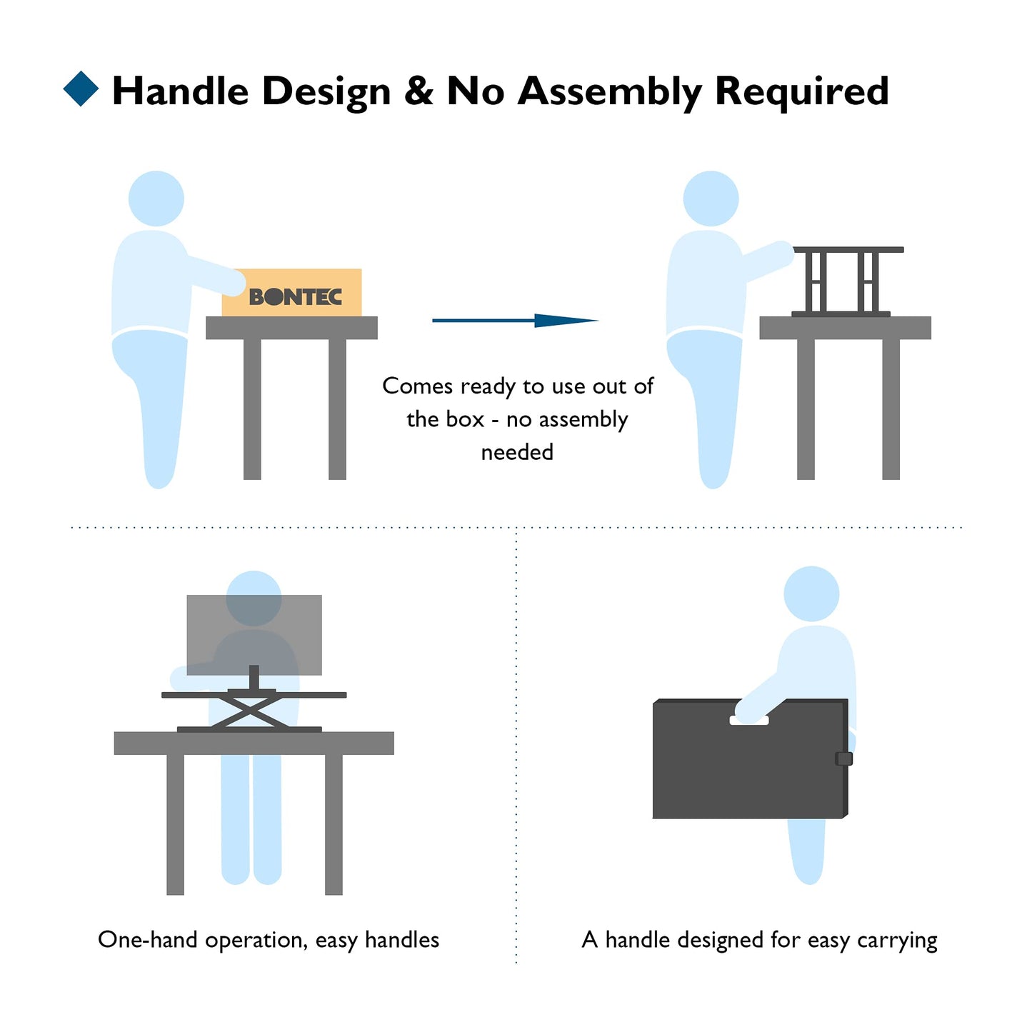 BONTEC Standing Desk Converter 67x47cm, Height Adjustable Sit Stand desk Converter Workstation, Ergonomic X-Frame Desk Riser for Laptop, Monitor, Keyboard Home Office, Ultra-Slim Desk Raiser up to 8kg