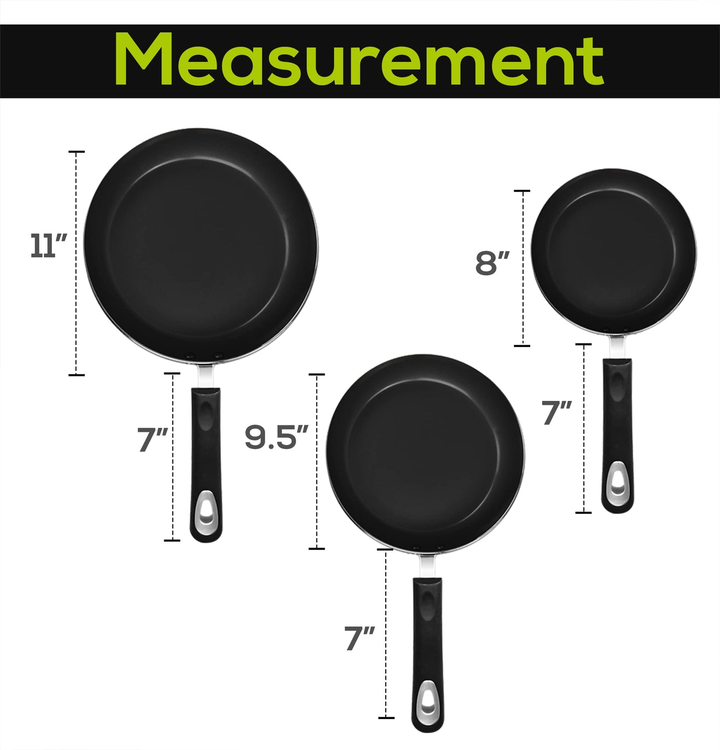- KICHLY Non Stick Frying Pan Set | 3 Pcs Induction Hob Pan Set | Professional Chefs Pan Sets | Non Stick -