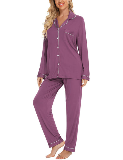 - Samring Women's Button Down Pajama Set | V-Neck Long Sleeve Sleepwear -
