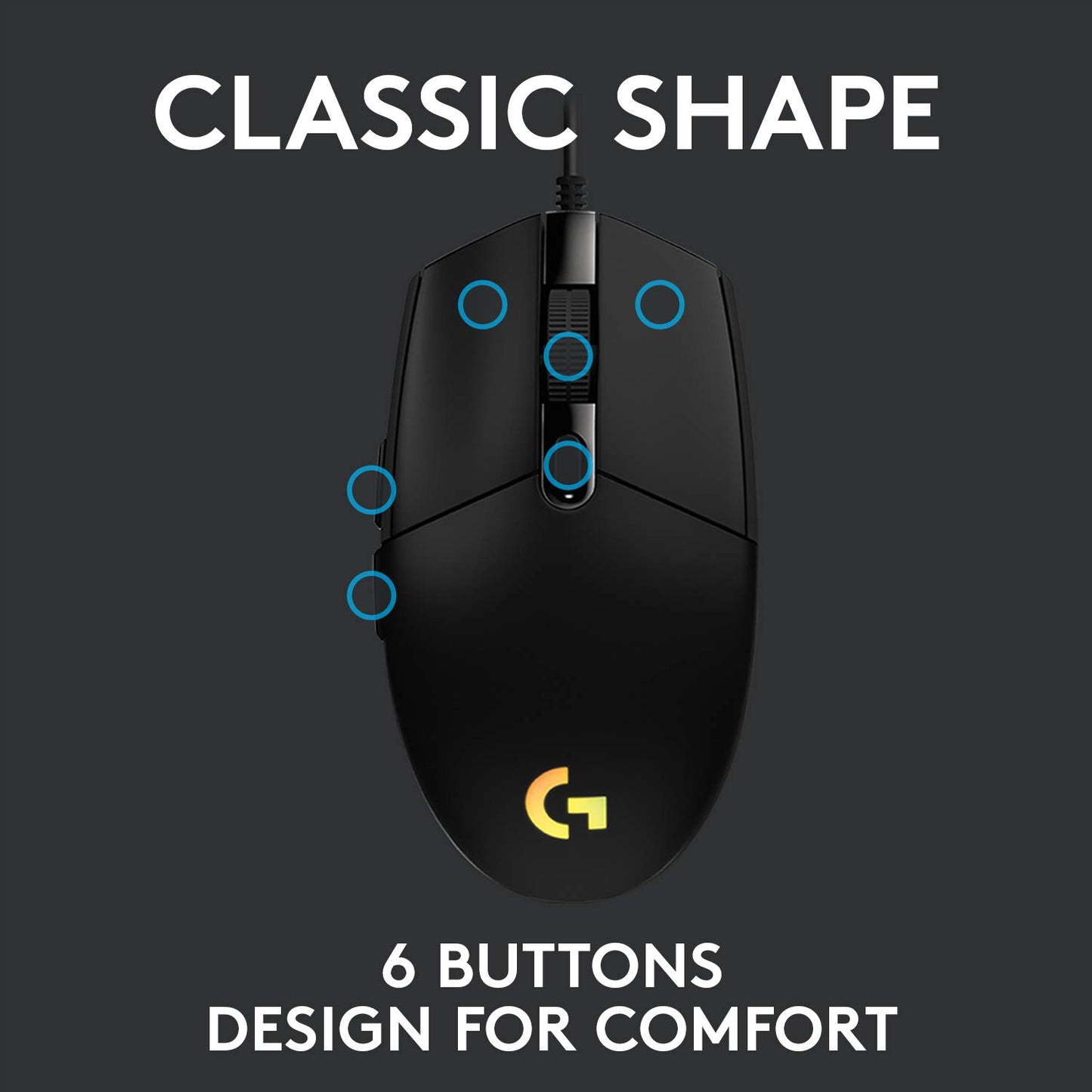 - Logitech G203 LIGHTSYNC Gaming Mouse | Customizable RGB Lighting | 6 Programmable Buttons -