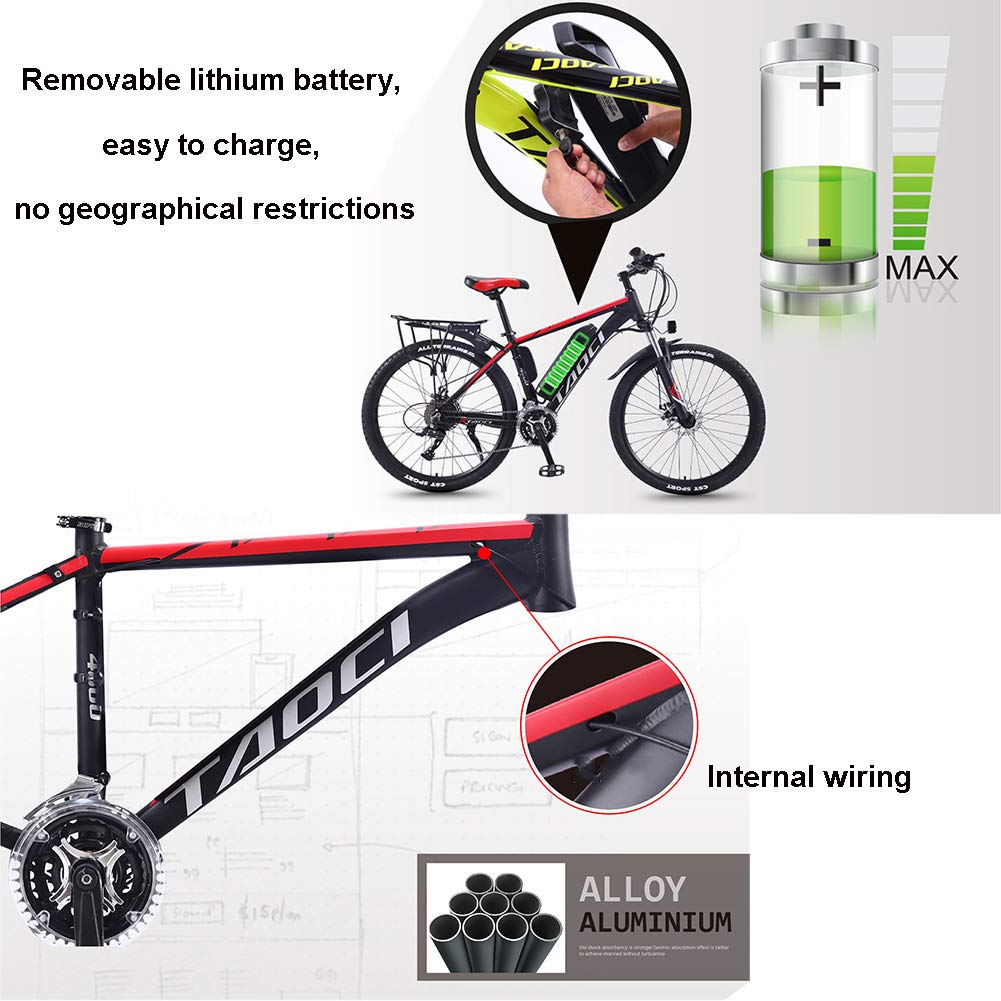 - Hyuhome Electric Bikes | Magnesium Alloy Ebikes Bicycles | All Terrain | 26" 36V 13Ah Removable Lithium-Ion Battery | Mountain Ebike -
