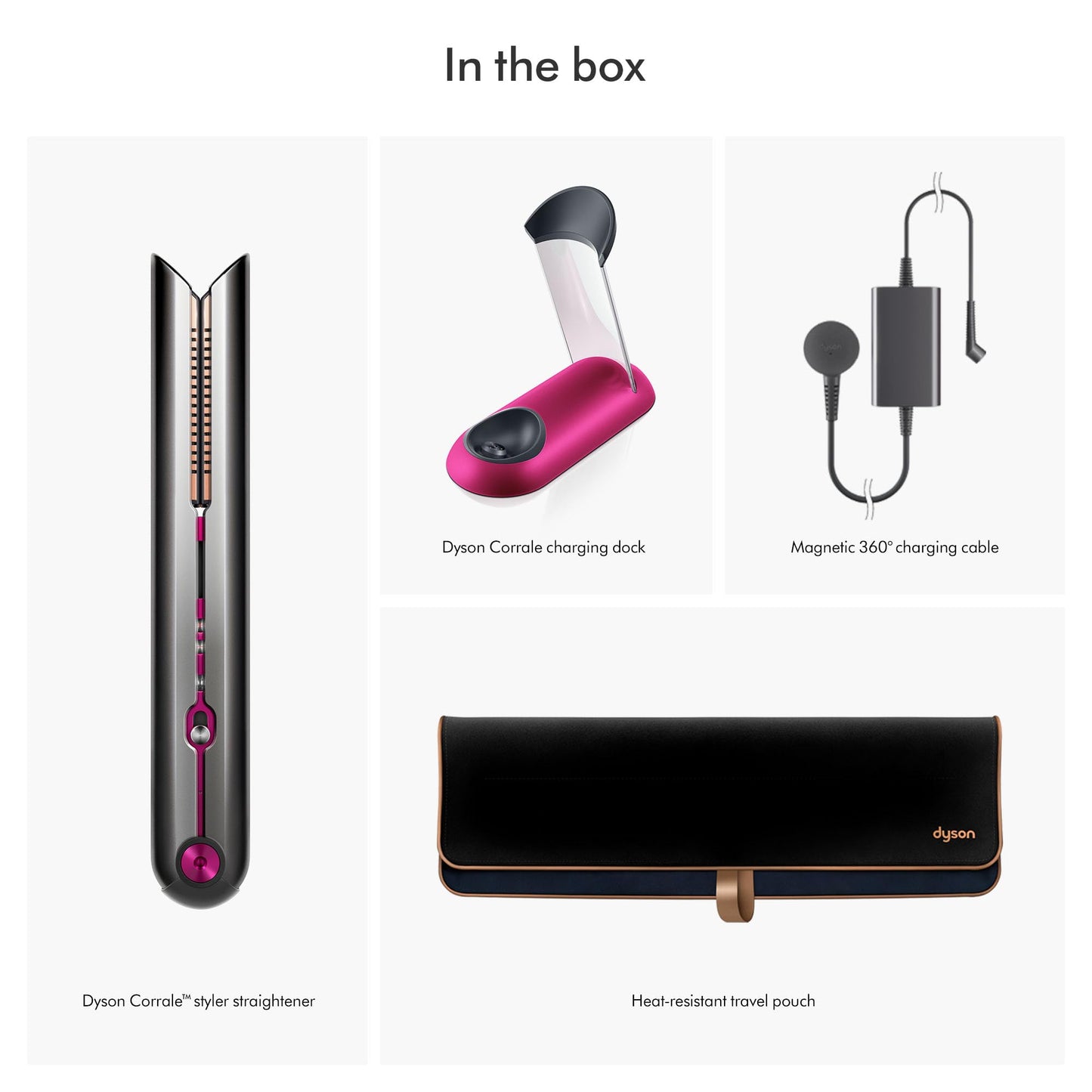 - Dyson HS03 Corrale Hair Straightener 322991-02 Fushia Nickel -