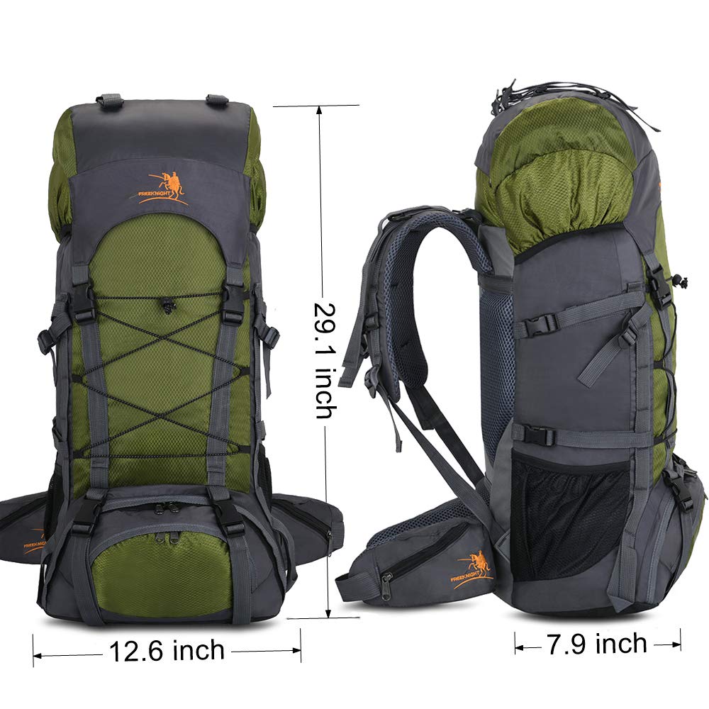 Bseash 60L Internal Frame Hiking Camping Backpack with Rain Cover, Outdoor Sport Travel Daypack for Climbing Touring (Green)
