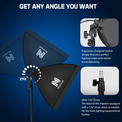 - Niceveedi Photography Lighting Kit | Softbox Light With 160cm Tripod Stand -
