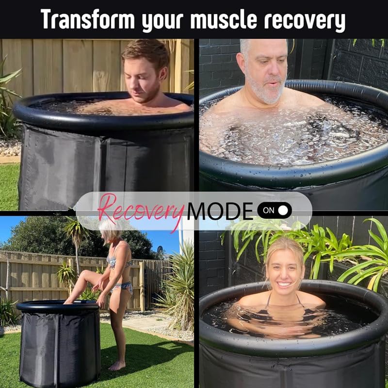 367L Portable Ice Bath for Cold Water Therapy Training/an Ice Bathtub with Cover for Athletes-Adult Spa for Ice Baths and Soaking-Outdoor Cold Plunge Tub,Foldable Bathtub Indoor Outdoor Use