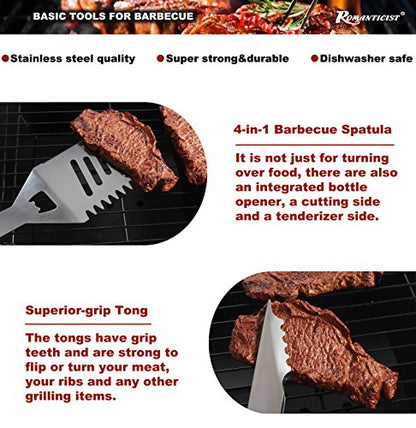 - ROMANTICIST 20PCS Perfect BBQ Tools Set | Stainless Steel Barbecue Tools Set -