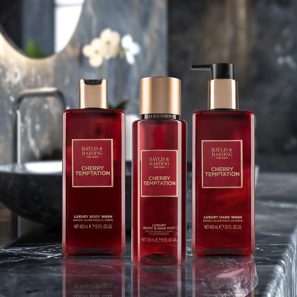 Baylis & Harding The EDIT Cherry Temptation Body & Hair Mist, 250 ml (Pack of 6) - Vegan Friendly