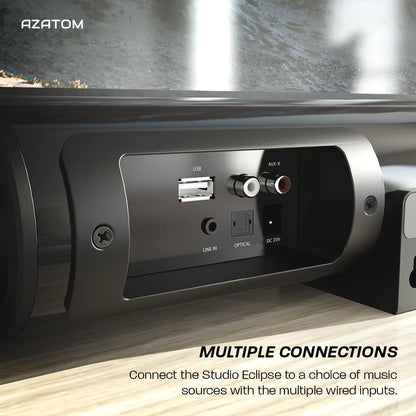 AZATOM Studio Eclipse Soundbar 2.1 with built-in Subwoofer, Surround Sound, 180W Bluetooth Wireless, Large Remote Control,Optical Cable included (36inch)