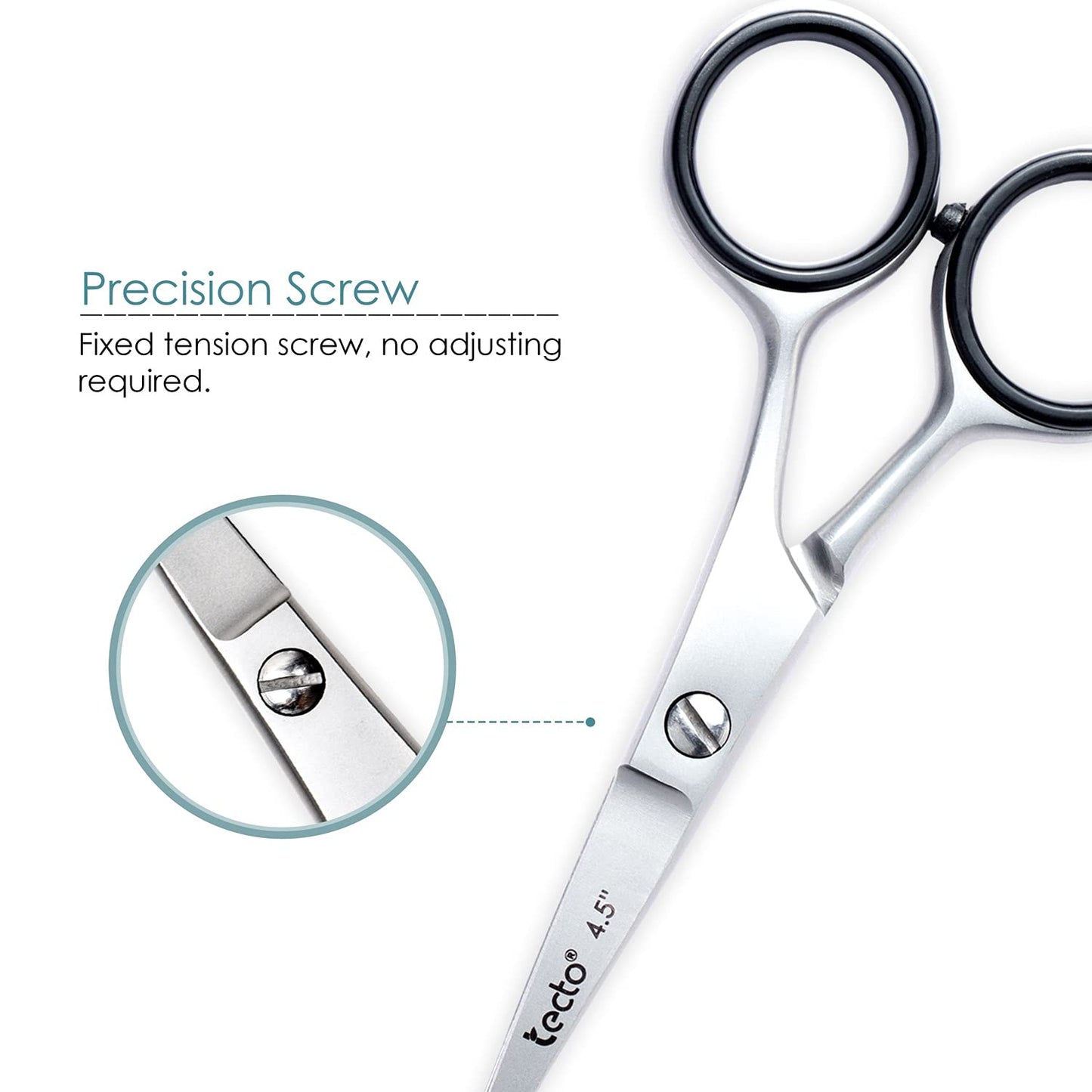 - Tecto 4.5" | Beard Moustache Scissors | Comb & Pouch | Stainless Steel Eyebrow Scissors -