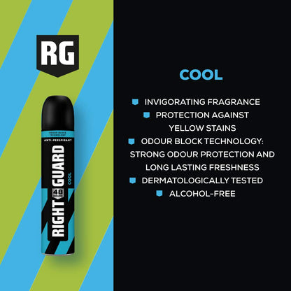 - Right Guard Men's Deodorant | 48 Hour High Performance | Anti-Perspirant Aerosol Spray | 250ml -
