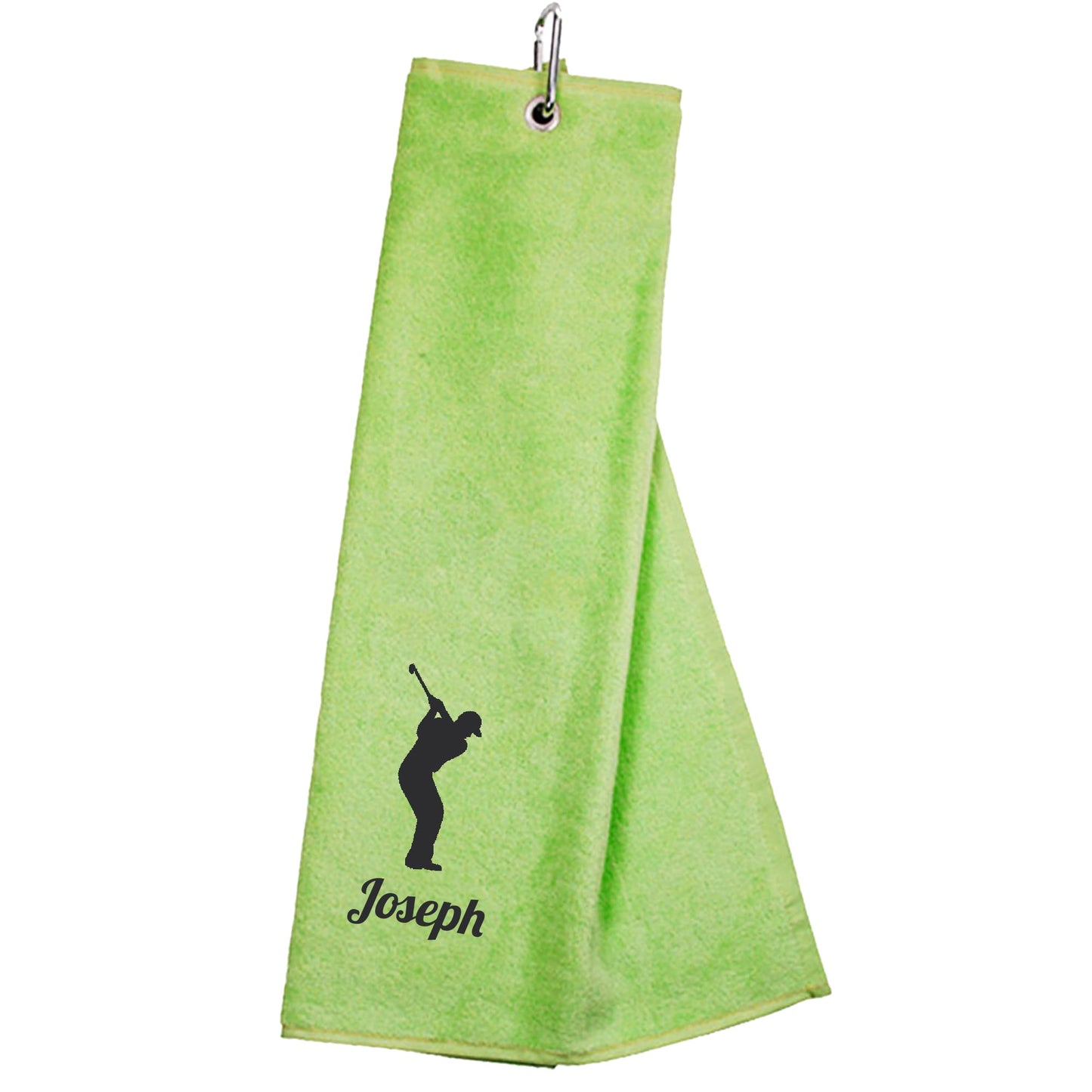 Always Looking Good Personalised Tri Fold Golf Towel with Name Luxury Velour 50cm x 40cm Custom Towel with Carabiner Clip Gift- Golf Gifts for men and women (Light Green)