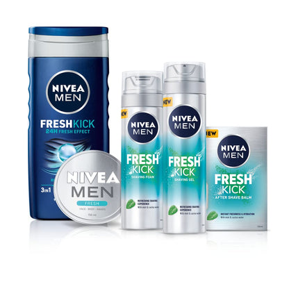 - NIVEA MEN Fresh Kick Shaving Gel | (200ml) | Refreshing Shaving Gel -