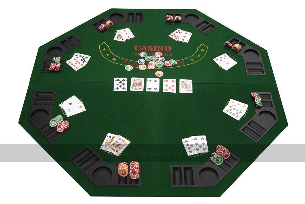 - Octagonal Poker Table Top | 8 Player Folding Tabletop Poker | 125cm -
