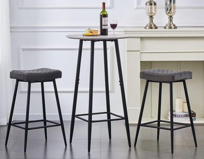 AINPECCA Bar Table Light Grey Kitchen Table Round Bar Tables with Marble Grain Breakfast Dining Bars Counter Bistro Pub Cocktail Tables with Fixed Tabletop and Metal Frame for Home Kitchen Garden