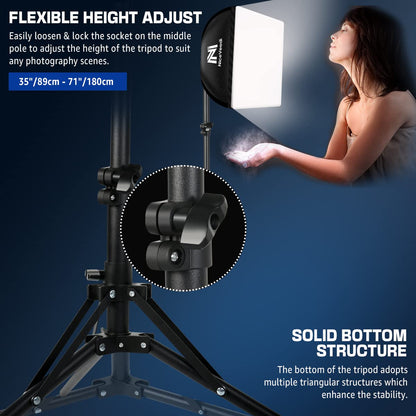 - Niceveedi Photography Lighting Kit | Softbox Light With 160cm Tripod Stand -