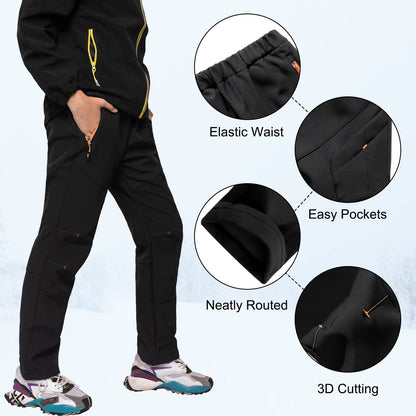 - SEAUR Kids Hiking Trousers | Waterproof Winter Trousers with Zip-up Side Pockets -