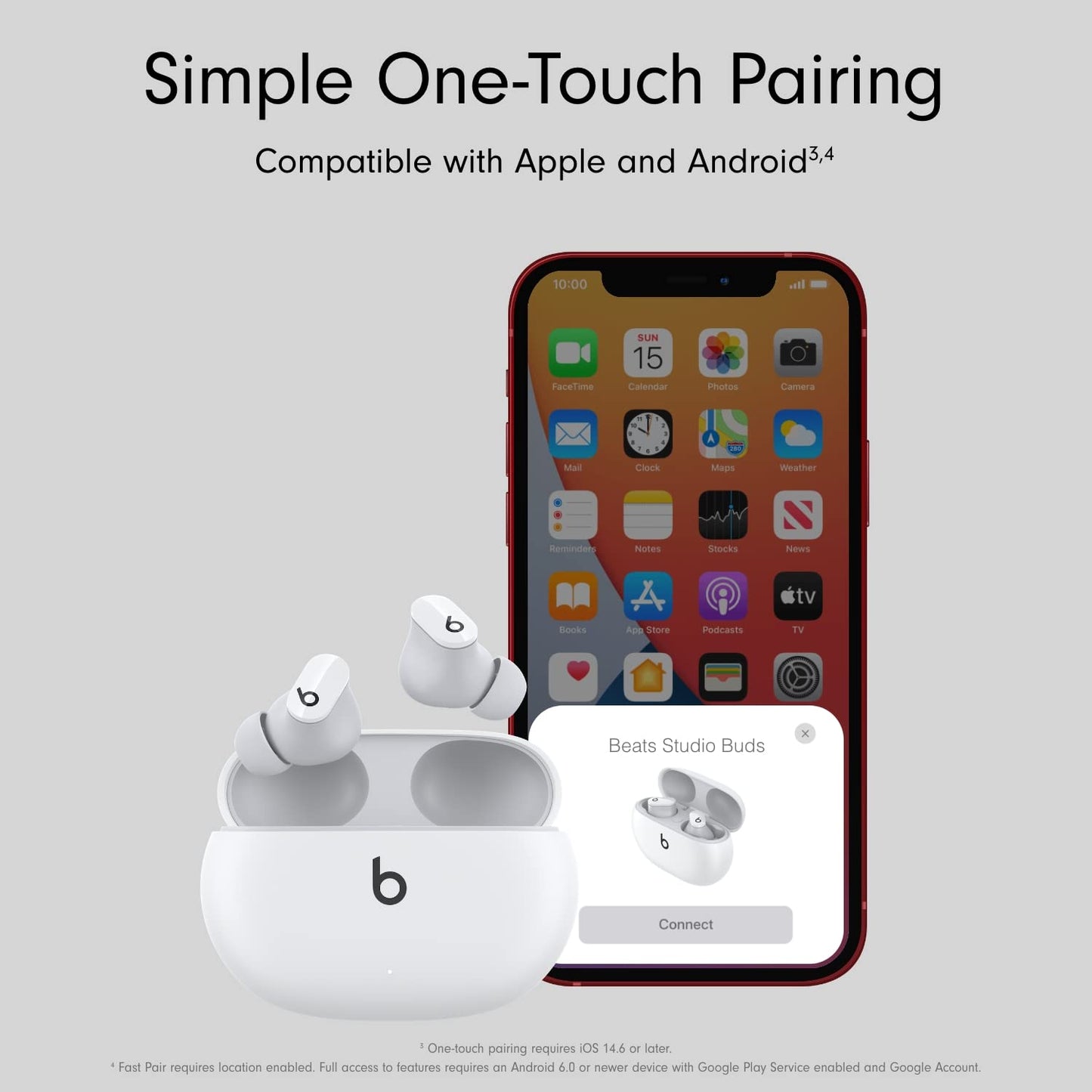 Beats Studio Buds – True Wireless Noise Cancelling Earbuds – IPX4 rating, Sweat Resistant Earphones, Compatible with Apple & Android, Class 1 Bluetooth, Built-in Microphone – White
