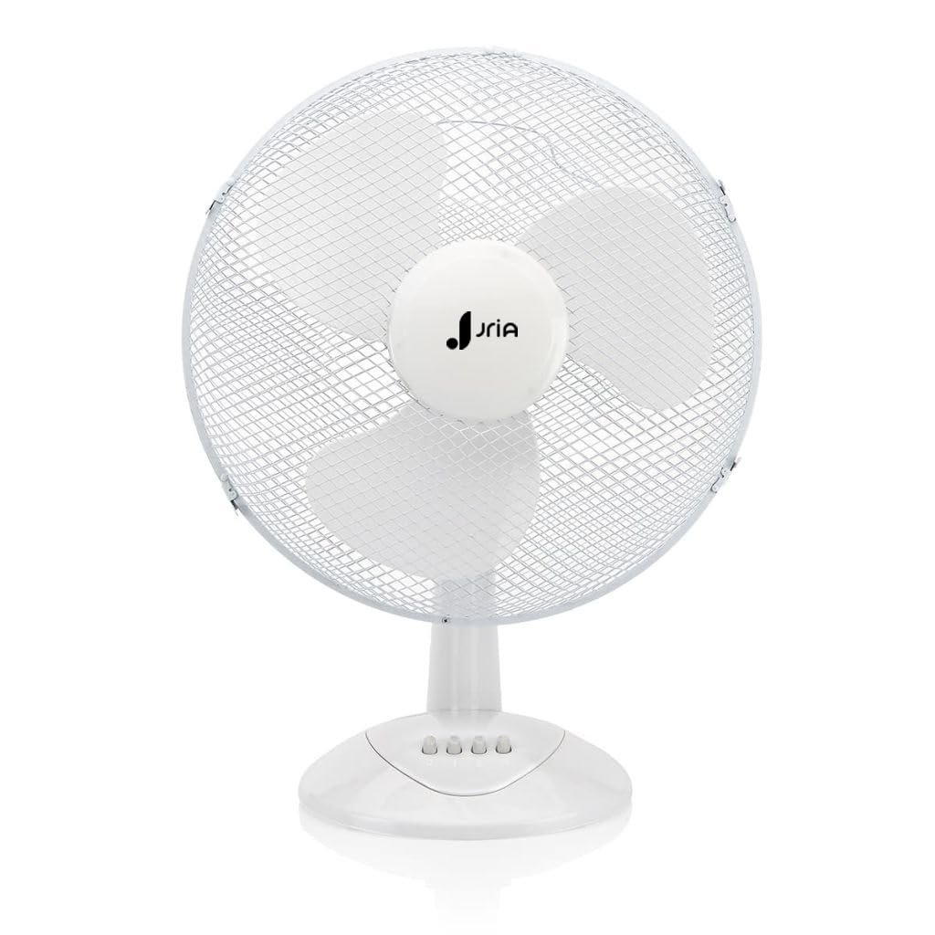 12" Inch Portable Desk Fan Lightweight 90°Oscillation 3 Speed Control 40 Watt Quiet Operation Wide-Angled Airflow Adjustable Tilt Head Table Fan Ideal for Bedroom and Office (12'' Desk Fan, White)