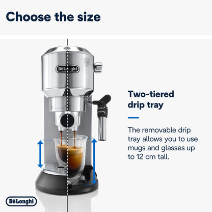 De'Longhi Dedica Style, Traditional Pump Espresso Machine, Coffee and Cappuccino Maker, EC685M, Silver