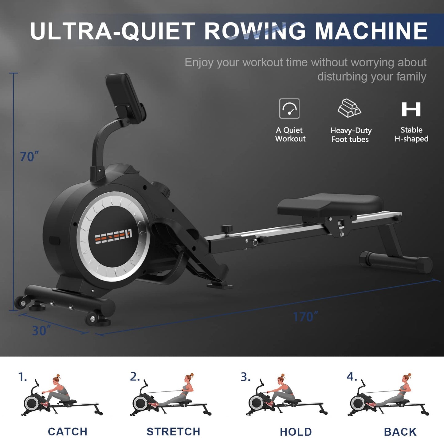 - Rowing Machine | Foldable Rowing Machine for home gym with LCD Monitor | 16 Level Magnetic Resistance for Full-body workout -