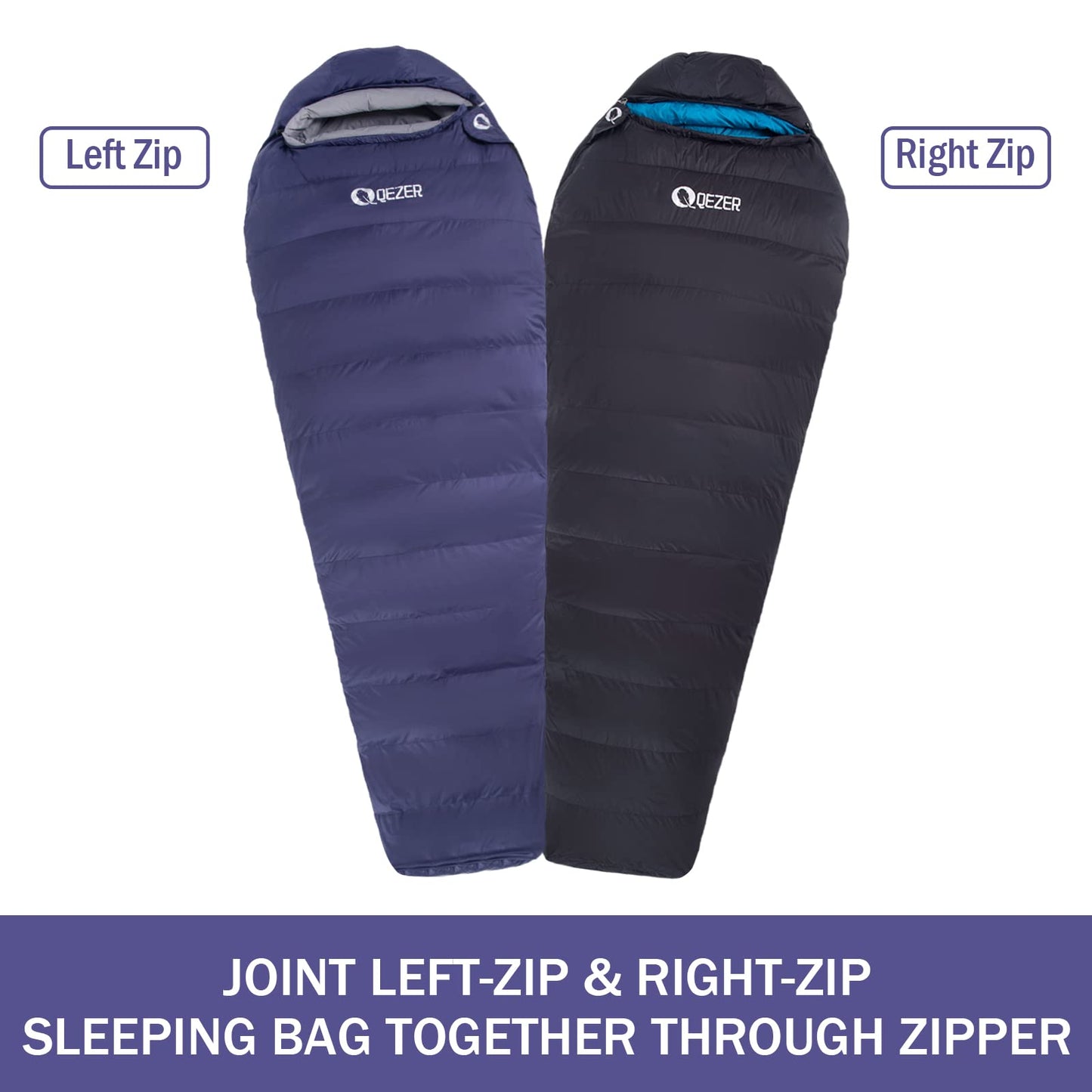- QEZER Down Sleeping Bag for Adults | Lightweight Sleeping Bag  | -15 Degree C for 4 Seasons Camping -