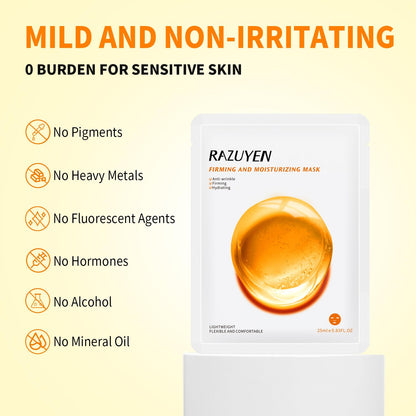 - RAZUYEN Firming Face Sheet Masks | Anti Wrinkle, Moisturising & Hydrating face mask | Set of 10 -