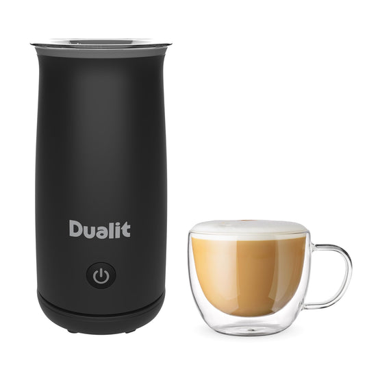 - Dualit Handheld Milk Frother |  One Touch Operation | Removable Whisk for Easy Cleaning | Cordless | Non-Stick | 340 ml Black -