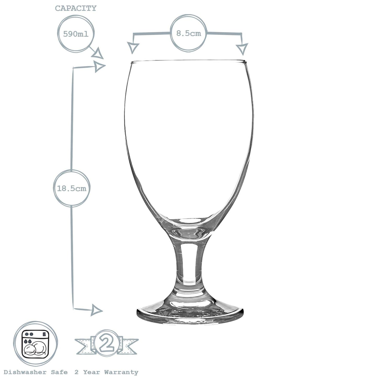 - Rink Drink 4x Pint (590ml) Classic Tulip Beer Glasses Set | 'Empire' Range | Stemmed Snifter Drinking Lager Glass -