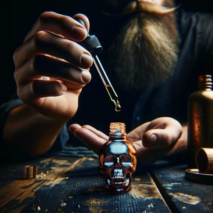 30ml Beard Oil for Men - Beard and Bones Unique Glass Skull Bottle| Choice of 6 Scents | Vegan, Cruelty Free (Kreed)