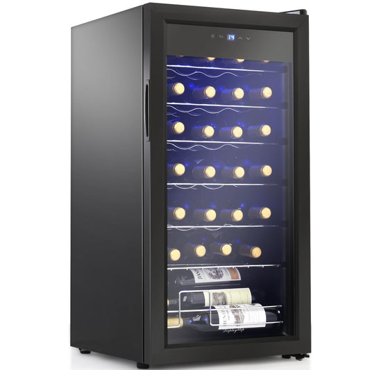 - Display4top 28 Bottles Wine Fridge | Wine Cooler | Wine refrigerator | Digital Touch Screen -