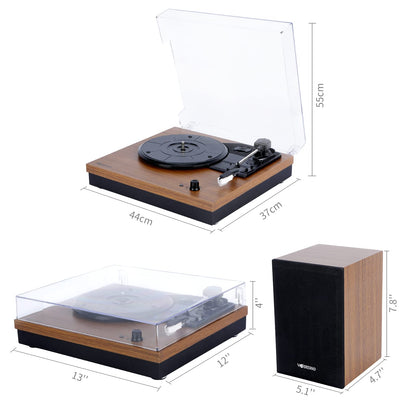 - Vosterio Bluetooth Record Player, 3-Speed Belt-Driven Turntable with Bluetooth Input& Output