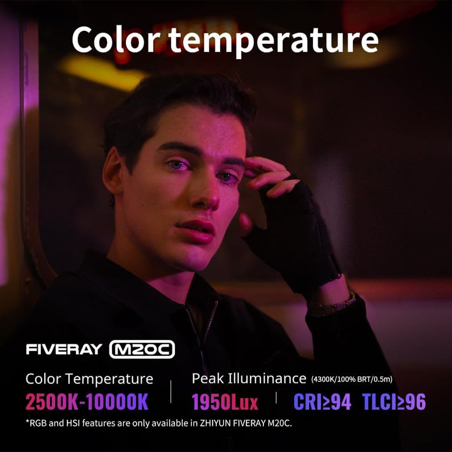 - ZHIYUN FIVERAY M20C [Official] 20W RGB Video Light, 4500mAh Rechargeable Camera Light