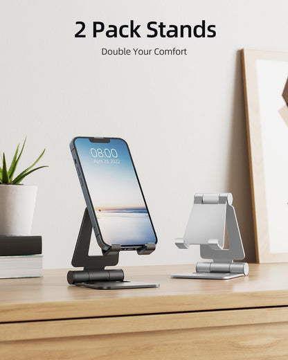 - NULAXY Dual Folding Phone Stand | Fully Adjustable Desktop Mobile Holder Dock -