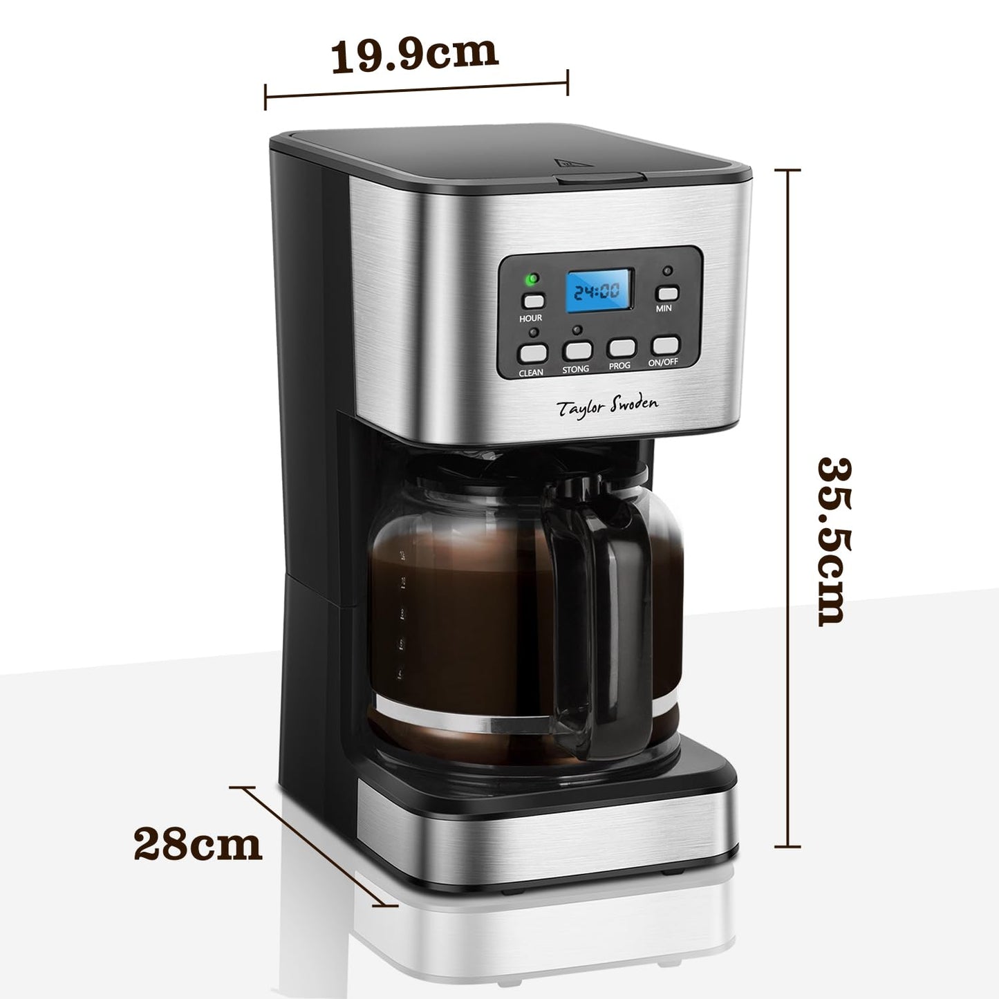 - Taylor Swoden Filter Coffee Machine | Drip Coffee Maker | Programmable 24hr Timer -
