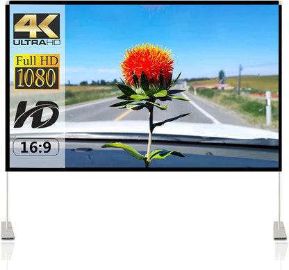 - Projector Screen with Stand | 120 inch Portable Projection Screen | 16:9 4K HD Rear Front Projections -