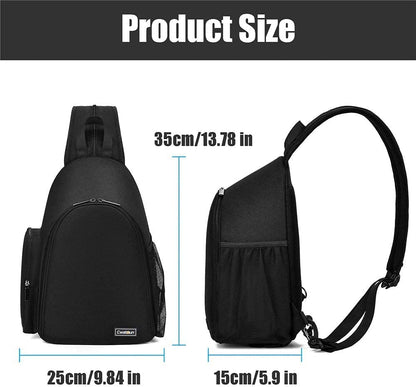 Cwatcun Camera Bag, Sling Camera Case Shoulder Backpack with Tripod Holder for Canon Nikon Sony Pentax DSLR SLR Mirrorless Cameras Black
