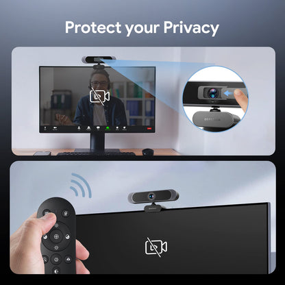 DEPSTECH 4K Webcam, Ultra HD 1/2.55'' Sony Sensor, 3x Digital Zoom, Dual Noise-Canceling Microphones, Remote Control, Auto Focus, Streaming Camera Webcam for PC, Laptop, Video Call, Zoom, Skype, Teams