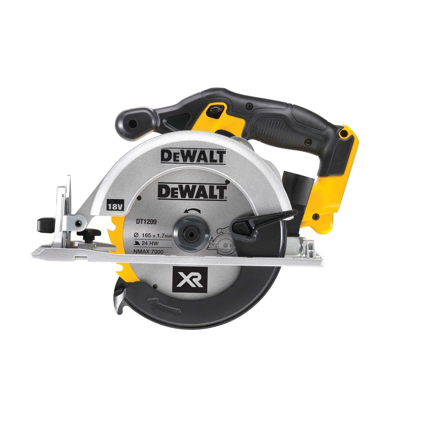 DEWALT DCS391N-XJ XR 165 mm Circular Saw-Bare Unit, 9 W, 18 V, Yellow/Black