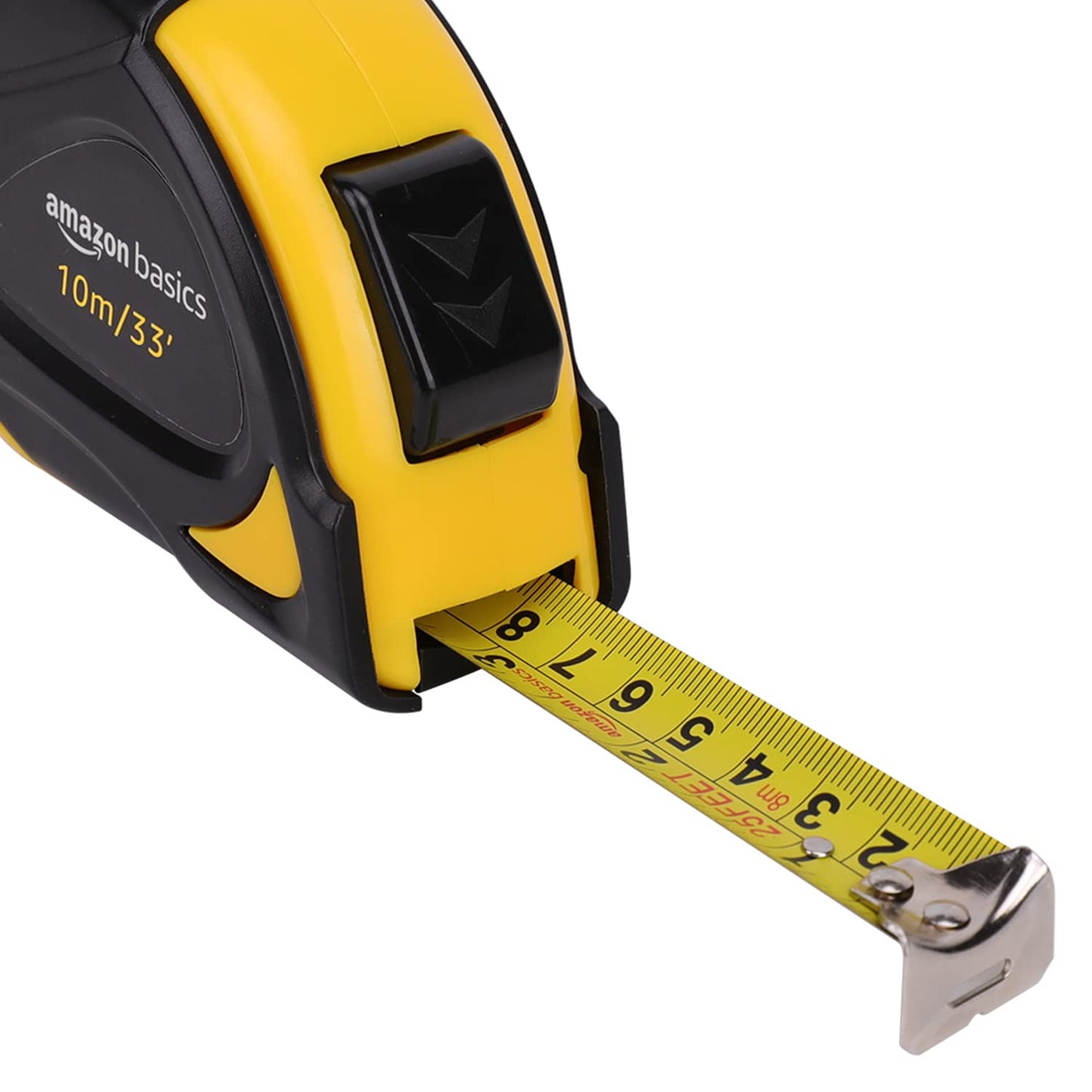 Amazon Basics Self-Locking Tape Measure - 33-Feet (10-Meters), Inch/Metric Scale, MID Accuracy