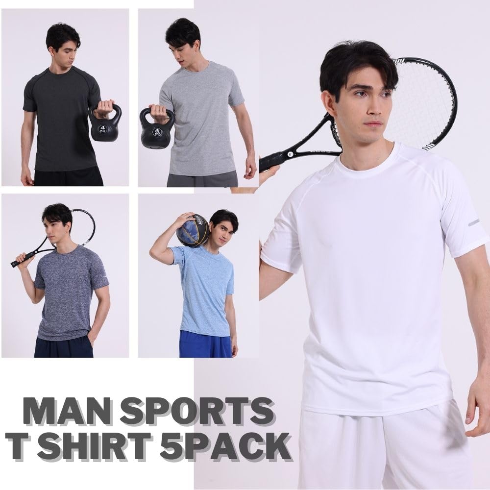 - Fovdtaa 5 Pack | Mens Short Sleeve Crew Neck Gym T Shirt -