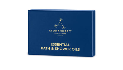 Aromatherapy Associates Essential Bath & Shower Oil Gift Collection (3 Count of 9ml) containing Deep Relax, De-Stress Mind and Revive Morning Bath and Shower Oils.
