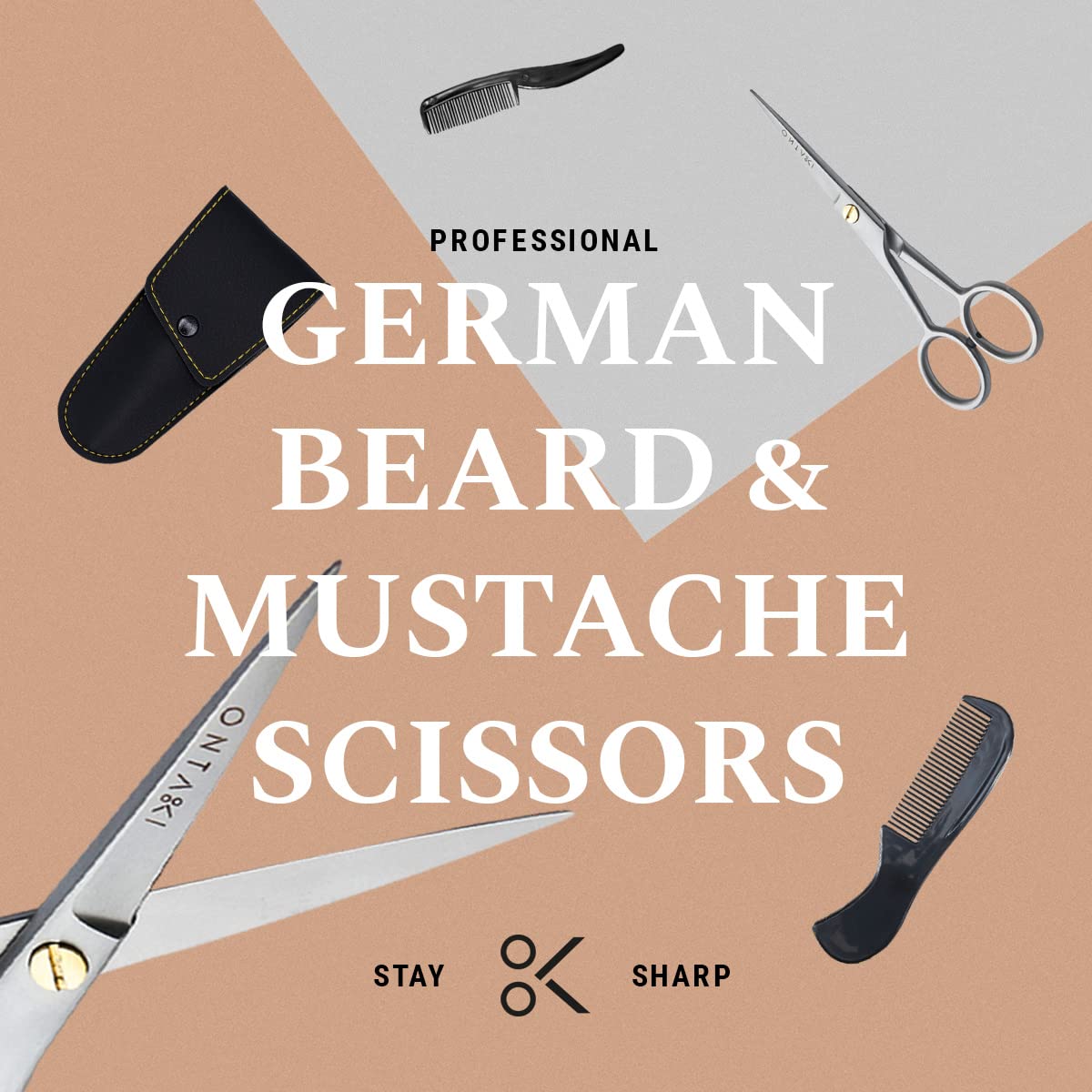 - ONTAKI Professional German Beard & Mustache Scissors -