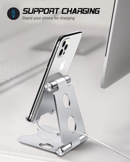 - Wurycia Adjustable Phone Stand, Full Aluminum Foldable Desktop Holder Phone Stand for 4-11'' Cellphones and Tablets