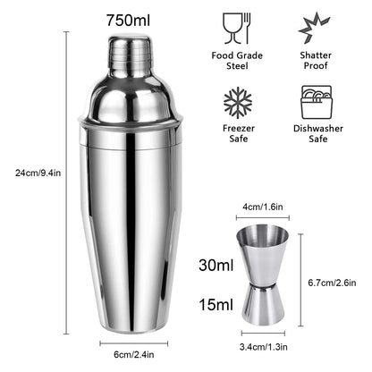 - LIVEHITOP Cocktail Shaker Set | 12 Pieces Cocktail Making Set With 750 ML Cocktail Shaker -