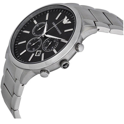 - Emporio Armani Watch for Men | Quartz Chronograph Movement | 46 mm Silver Stainless Steel Case with a Stainless Steel Strap | AR2460 -
