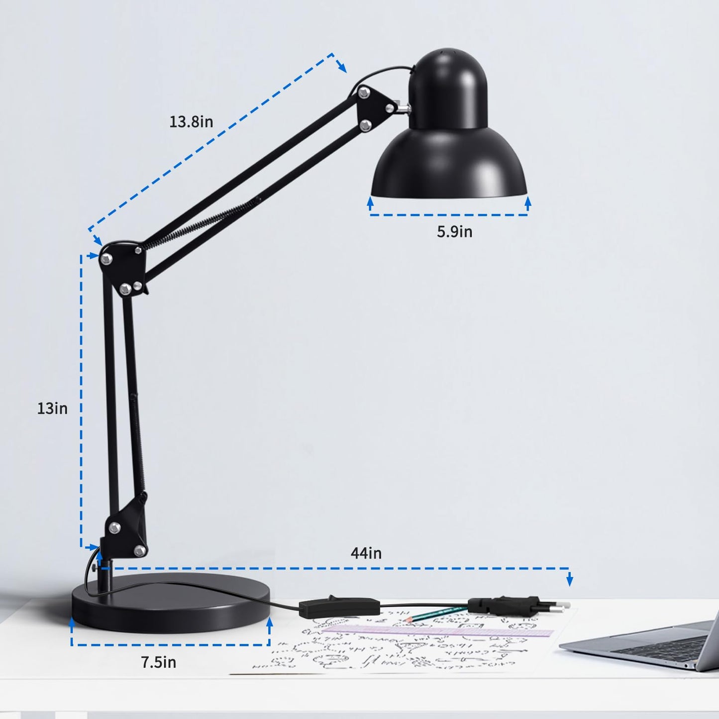 - LONGTOO Bigger Desk Lamp | Table Lamp with E27 Screw Bulb | Flexible Clamp on Desk Light -