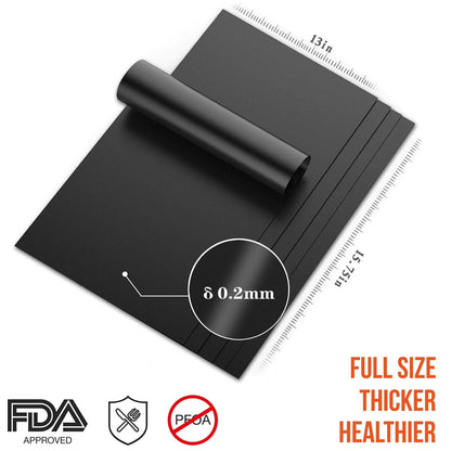 Ankier BBQ Grill Mat, Set of 8 Non Stick BBQ Baking Mats Reusable for Charcoal, Gas or Electric Grill - Easy to Clean, Heat Resistant Barbecue Sheets [Black]