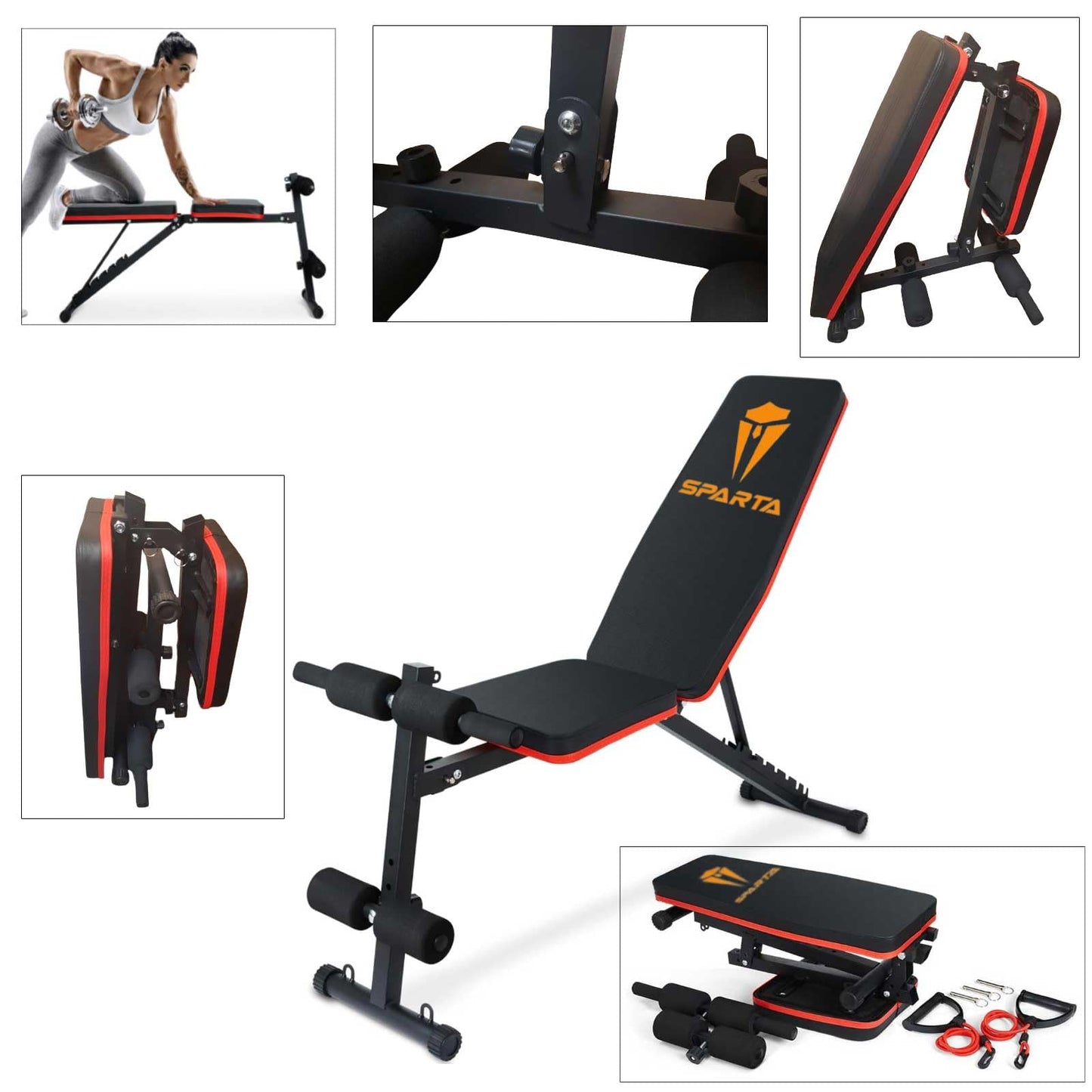 Adjustable and Foldable Weight Bench Weightlifting Utility Sit up ab Incline Decline Flat Bench Press for Full Body workout out Home Gym
