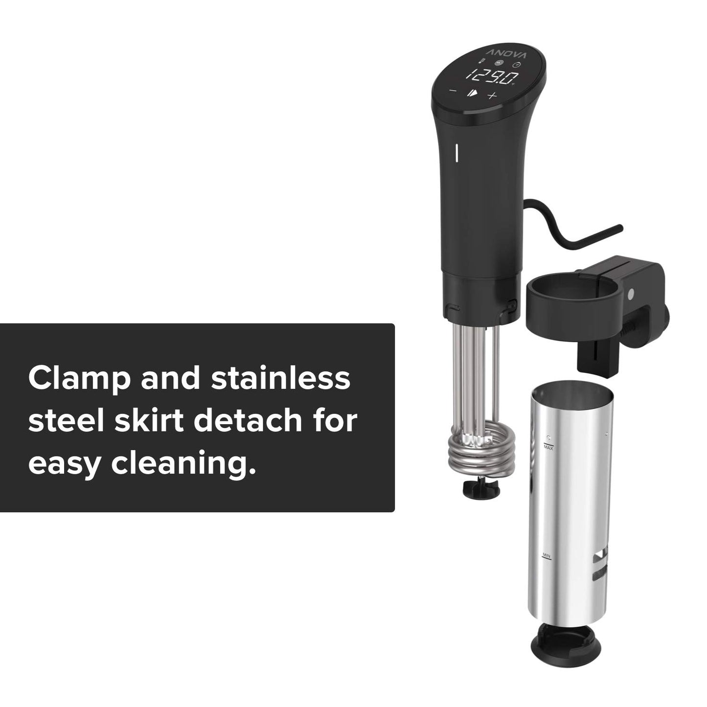 Anova Precision Cooker 2.0 [AN500-UK00], Sous Vide, WiFi, 100 Watts, Type G Plug included for UK use, Bluetooth, Anova App Included - Black and Silver