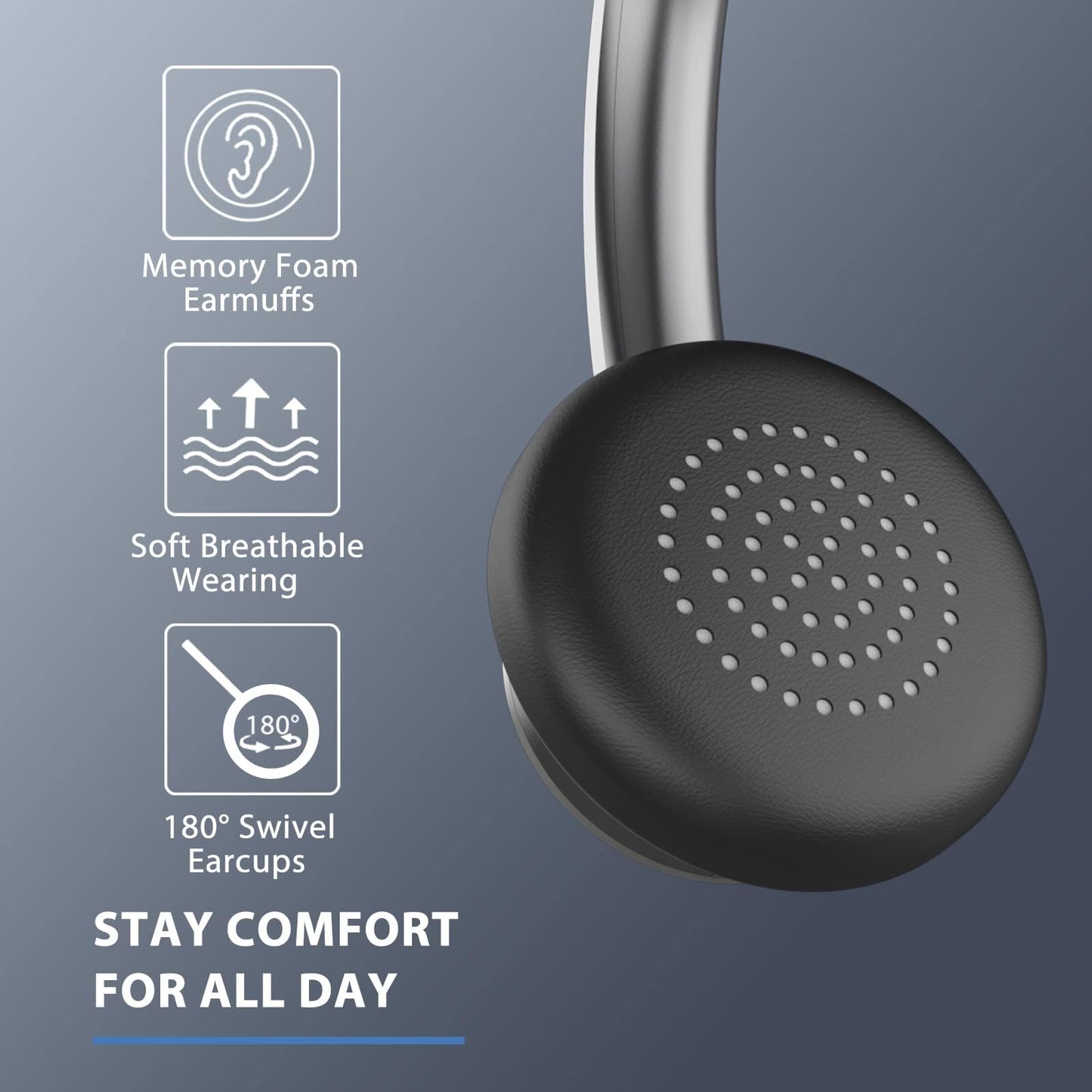 Bluetooth Headset,Wireless Headset with Microphone Noise Canceling & Mute, Wireless Headphones with Microphone with USB Dongle & Charging Dock for Office Skype Zoom Meeting